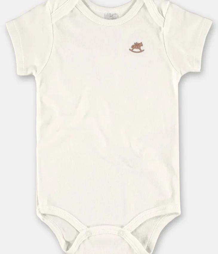 Body Infantil Manga Curta Suedine Unissex Off White Fernanda Ramos Kids