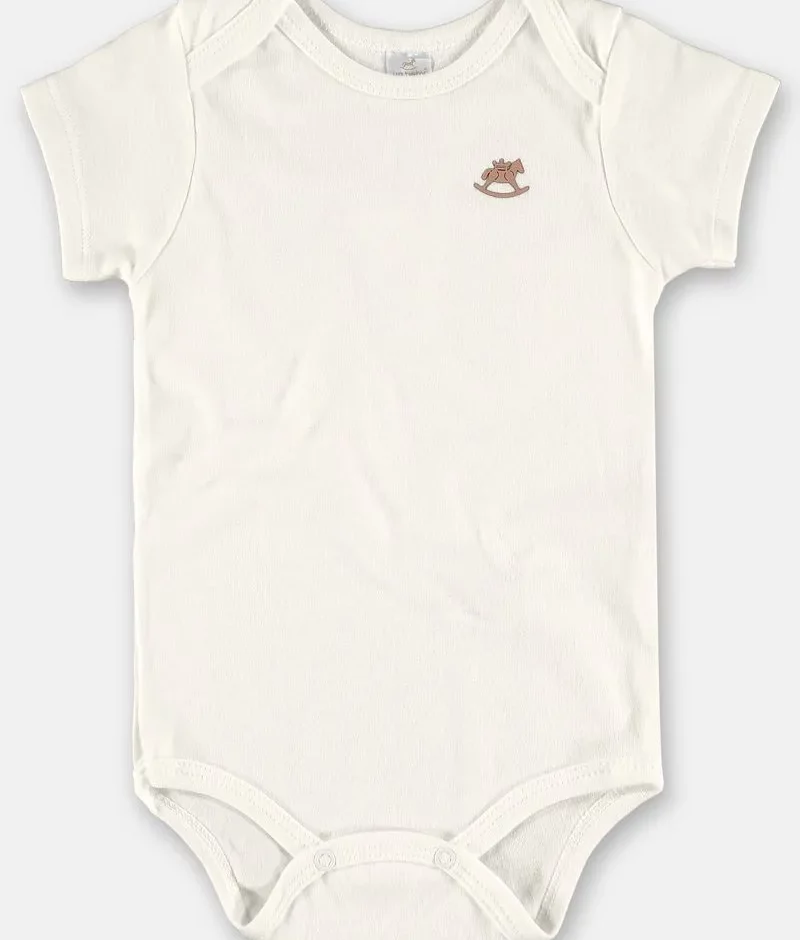 Body Infantil Manga Curta Suedine Unissex Off White Fernanda Ramos Kids