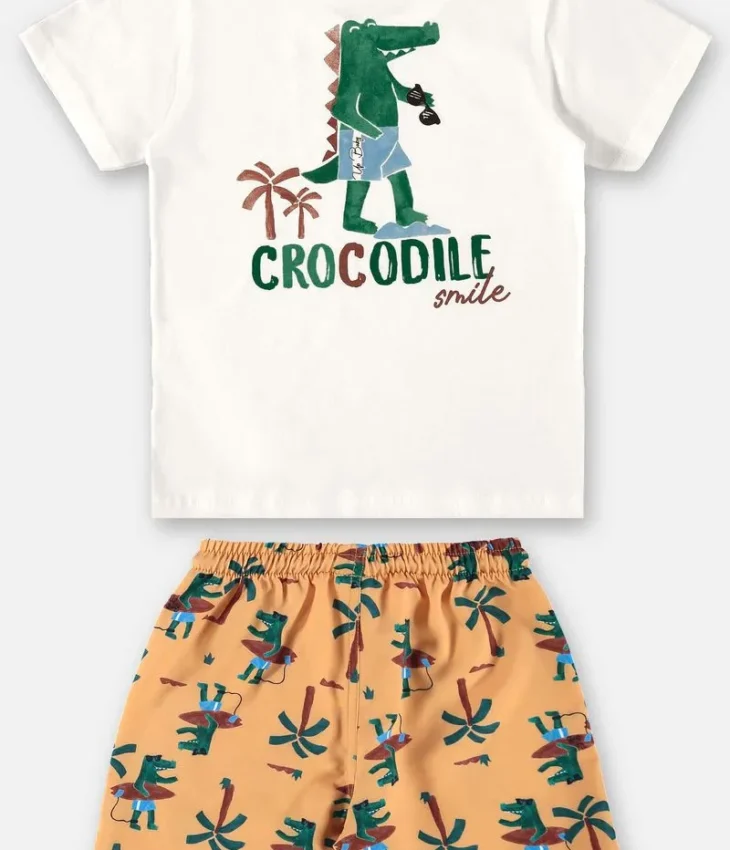 fernandaramoskids com br Conjunto Infantil Masculino Camiseta Off White e Bermuda Estampada3