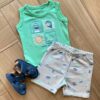 Conjunto Infantil Masculino Summer Regata Verde e Bermuda Estampada Fernanda Ramos Kids