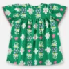 Vestido Infantil Feminino Manga Curta em Cotton Verde Estampado Fernanda Ramos Kids
