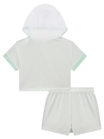 Conjunto Infantil Feminino Happy Blusa Boxy e Short Saia Verde Fernanda Ramos Kids