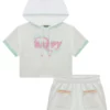 Conjunto Infantil Feminino Happy Blusa Boxy e Short Saia Verde Fernanda Ramos Kids