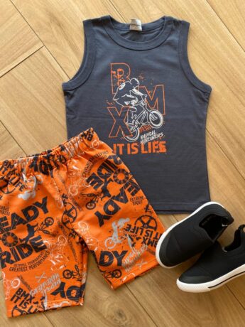 Conjunto Infantil Masculino It Is Life Regata e Bermuda Estampada Fernanda Ramos Kids