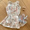 Vestido Infantil Feminino com Botões Off White Estampado Fernanda Ramos Kids