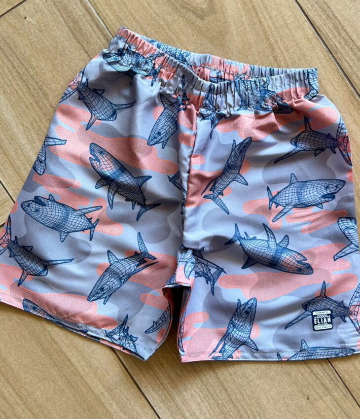 fernandaramoskids com br Bermuda Infantil Masculina Estampa Tubarão Cinza1