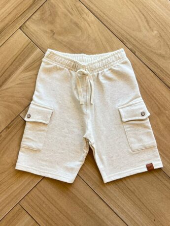 Bermuda Infantil Masculina Moletom com Bolso Cru Fernanda Ramos Kids