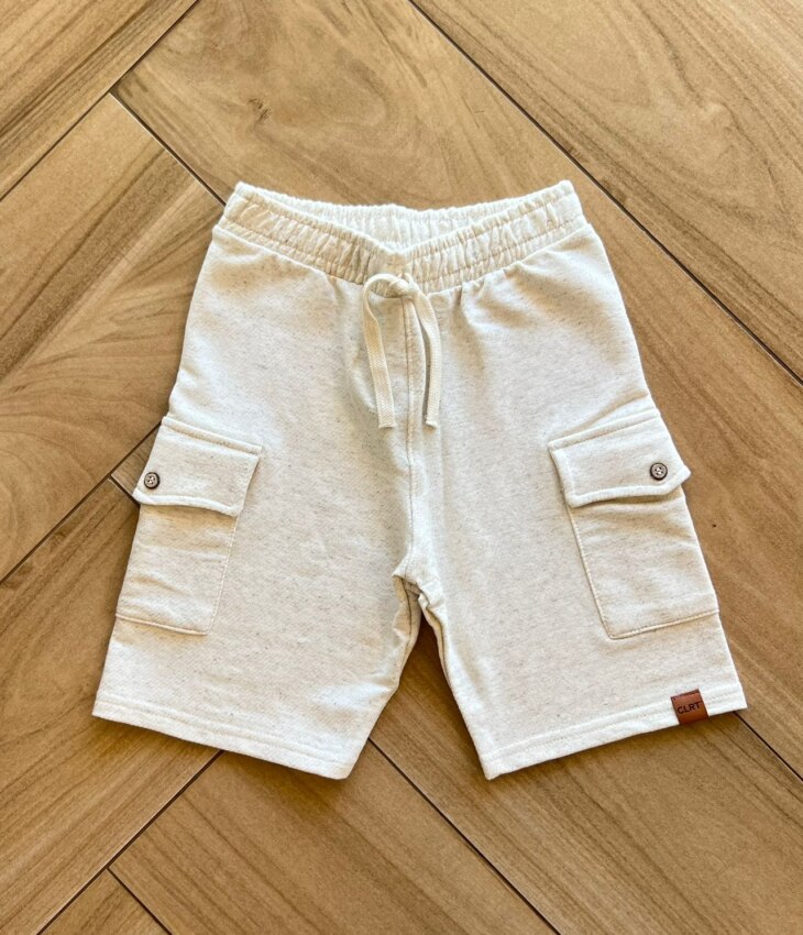 Bermuda Infantil Masculina Moletom com Bolso Cru Fernanda Ramos Kids