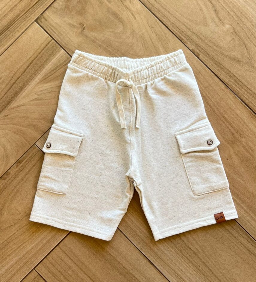 Bermuda Infantil Masculina Moletom com Bolso Cru Fernanda Ramos Kids