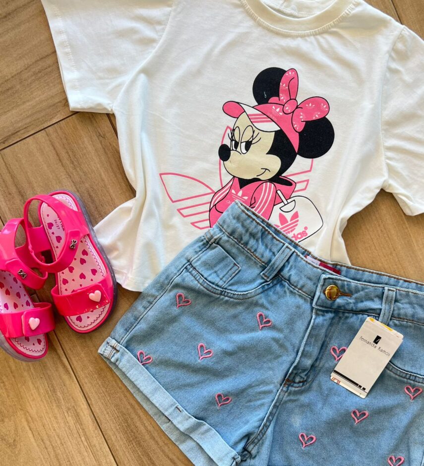 fernandaramoskids com br Blusa Cropped Infantil Feminino Minnie Branca 1
