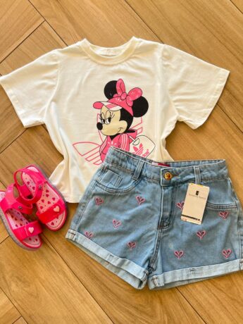 Blusa Cropped Infantil Feminino Minnie Branca Fernanda ramos kids