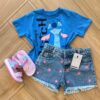 Blusa Cropped Infantil Feminino Stitch Azul Fernanda ramos kids