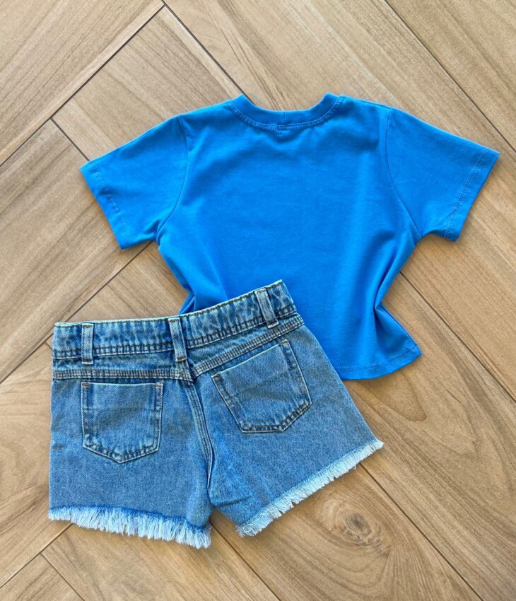 fernandaramoskids com br Blusa Cropped Infantil Feminino Stitch Azul 2