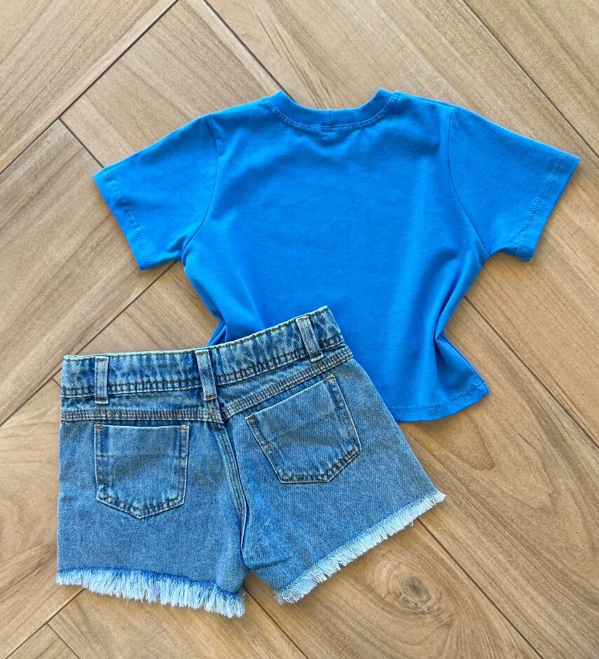 fernandaramoskids com br Blusa Cropped Infantil Feminino Stitch Azul 2
