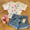 Blusa Cropped Infantil Feminino Flor Fernanda ramos kids