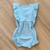 Body Infantil Feminino com Textura e Babado Azul Fernanda Ramos Kids