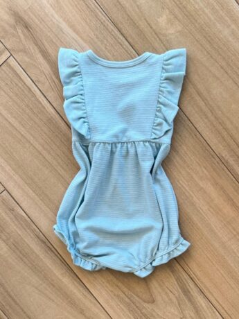 Body Infantil Feminino com Textura e Babado Azul Fernanda Ramos Kids