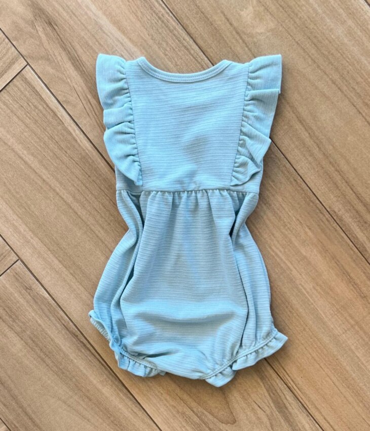 Body Infantil Feminino com Textura e Babado Azul Fernanda Ramos Kids
