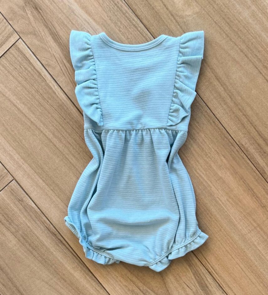 Body Infantil Feminino com Textura e Babado Azul Fernanda Ramos Kids