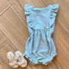 Body Infantil Feminino com Textura e Babado Azul Fernanda Ramos Kids