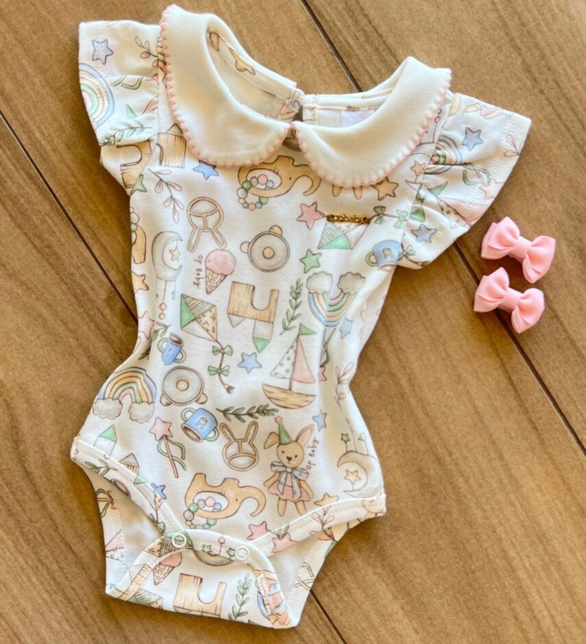fernandaramoskids com br Body Infantil Feminino Manga Curta Suedine com Gola Estampado1