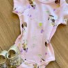 fernandaramoskids com br Body Infantil Feminino Manga Curta Suedine Estampa Cachorrinho Rosa1