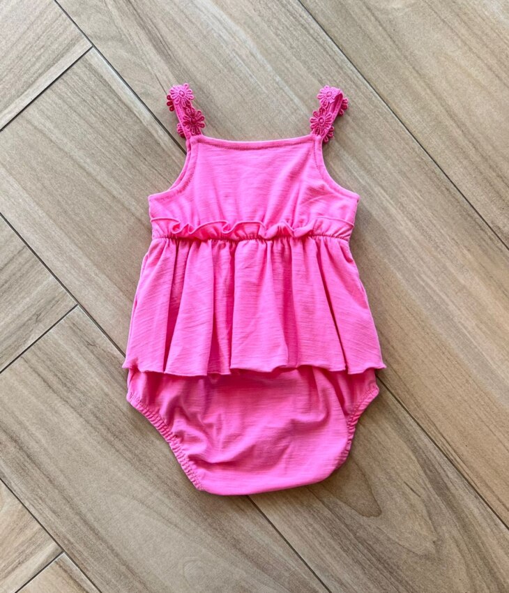 fernandaramoskids com br Body Infantil Feminino Rosa com Babado Alça Flor 2