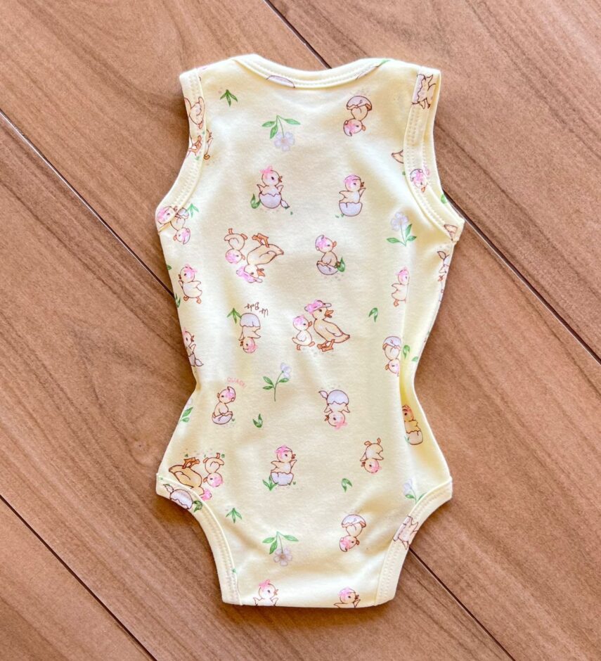 fernandaramoskids com br Body Infantil Feminino sem Manga Suedine Estampa Patinhos Amarelo3