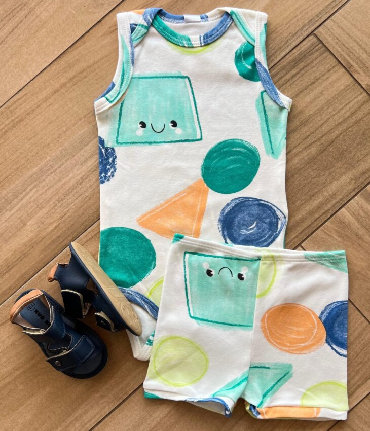 Body Infantil sem Manga em Suedine Estampas Off White Fernanda Ramos Kids