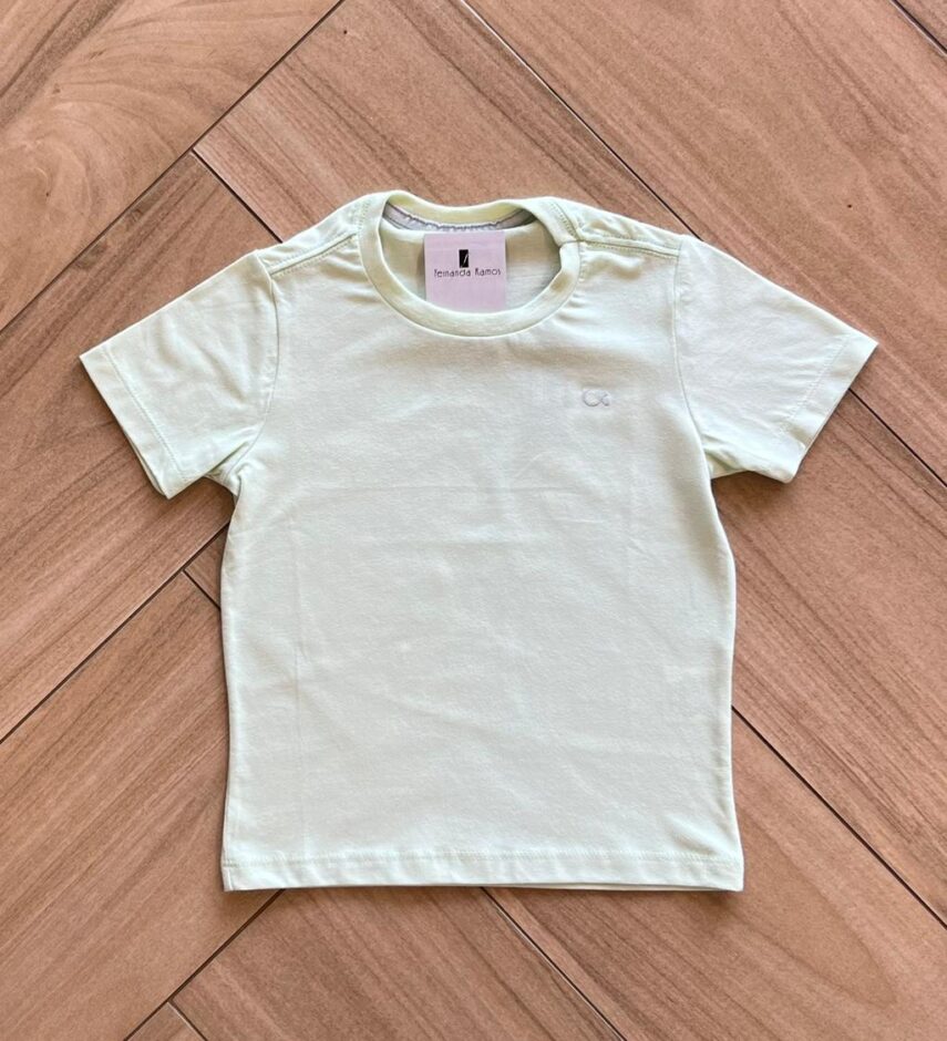 Camiseta Infantil Masculina Manga Curta Essencial Verde Claro Fernanda Ramos Kids