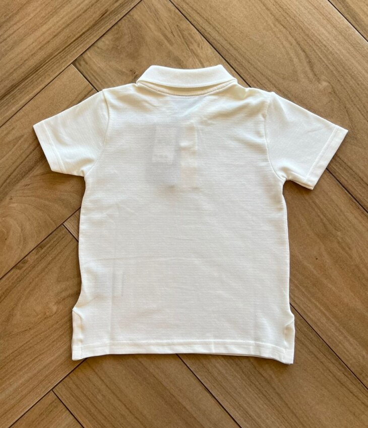 Camiseta Infantil Masculina Polo Manga Curta Off White Fernanda Ramos Kids