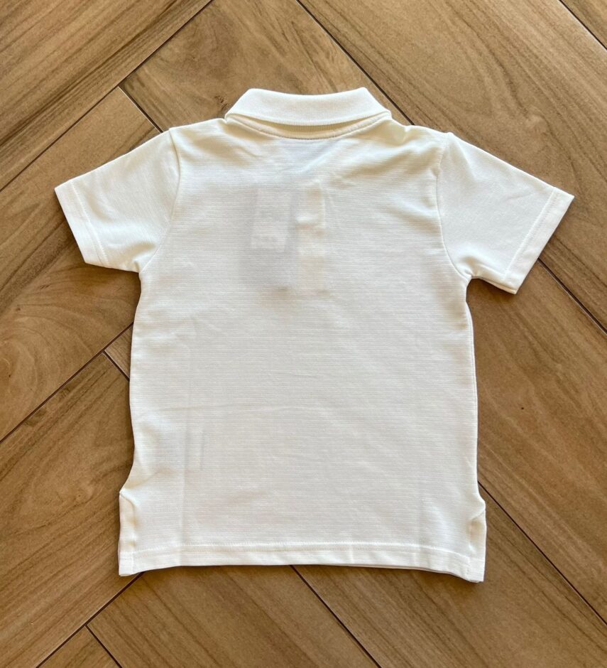 Camiseta Infantil Masculina Polo Manga Curta Off White Fernanda Ramos Kids
