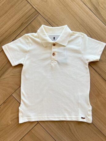 Camiseta Infantil Masculina Polo Manga Curta Off White Fernanda Ramos Kids