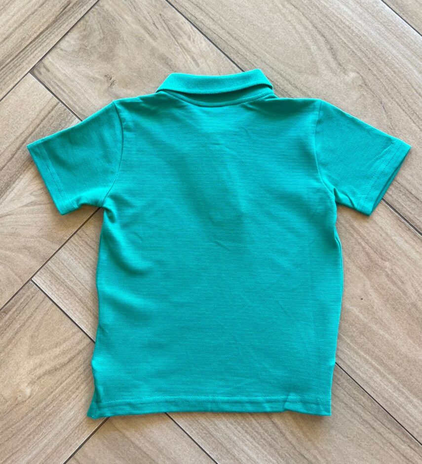 Camiseta Infantil Masculina Polo Manga Curta Verde Fernanda Ramos Kids