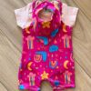 Conjunto Infantil Feminino 3 Peças Body e Jardineira e Babador Fernanda Ramos Kids