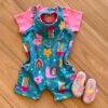 Conjunto Infantil Feminino 3 Peças Body Rosa e Jardineira e Babador Fernanda Ramos Kids