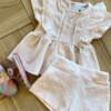 fernandaramoskids com br Conjunto Infantil Feminino Bata Detalhe Perola e Short Bordado Rosa1
