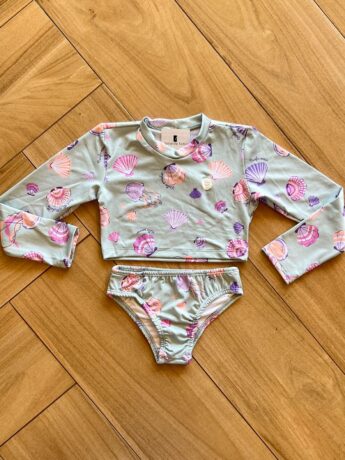 Conjunto Infantil Feminino Biquíni Cropped e Calcinha Estampado Fernanda Ramos Kids