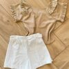 fernandaramoskids com br Conjunto Infantil Feminino Blusa Babado na Manga e Short Cru2