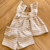 Conjunto Infantil Feminino Blusa Bata com Botões e Short Nude Fernanda Ramos Kids