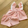 Conjunto Infantil Feminino Blusa Bata com Detalhe e Short Rosa Fernanda Ramos Kids