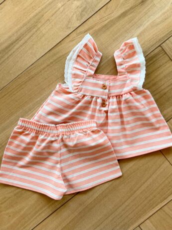 Conjunto Infantil Feminino Blusa Bata com Detalhe e Short Rosa Fernanda Ramos Kids