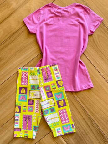 Conjunto Infantil Feminino Blusa Be Kind e Bermuda Estampada Fernanda Ramos Kids