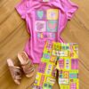 Conjunto Infantil Feminino Blusa Be Kind e Bermuda Estampada Fernanda Ramos Kids