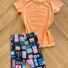 Conjunto Infantil Feminino Blusa Be Kind e Bermuda Estampada Coral Fernanda Ramos Kids