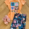 Conjunto Infantil Feminino Blusa Be Kind e Bermuda Estampada Coral Fernanda Ramos Kids