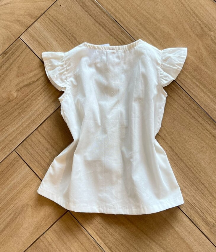 Conjunto Infantil Feminino Blusa Botões Off White e Calcinha Azul Fernanda Ramos Kids