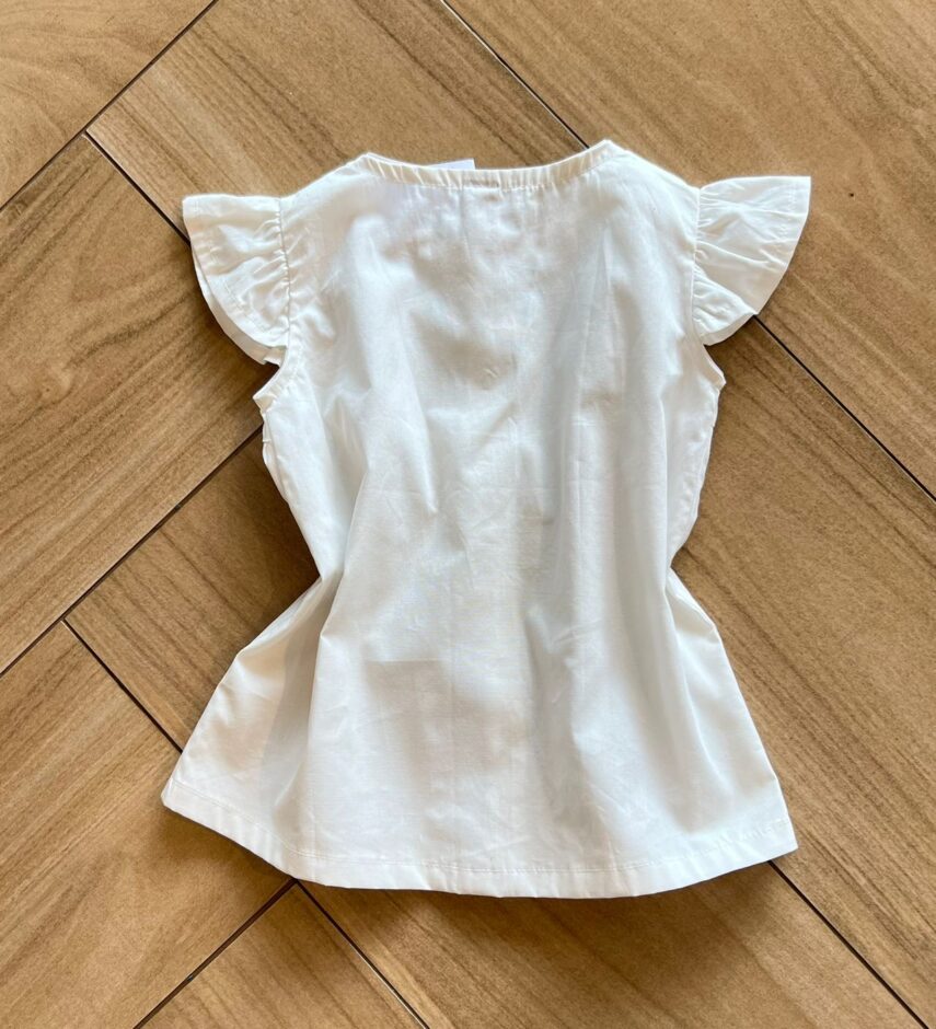 Conjunto Infantil Feminino Blusa Botões Off White e Calcinha Azul Fernanda Ramos Kids