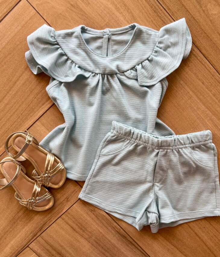Conjunto Infantil Feminino Blusa com Detalhe e Short com Bolso Fernanda Ramos Kids