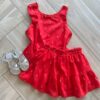 Conjunto Infantil Feminino Blusa com Detalhe e Short Saia Vermelho Fernanda Ramos Kids